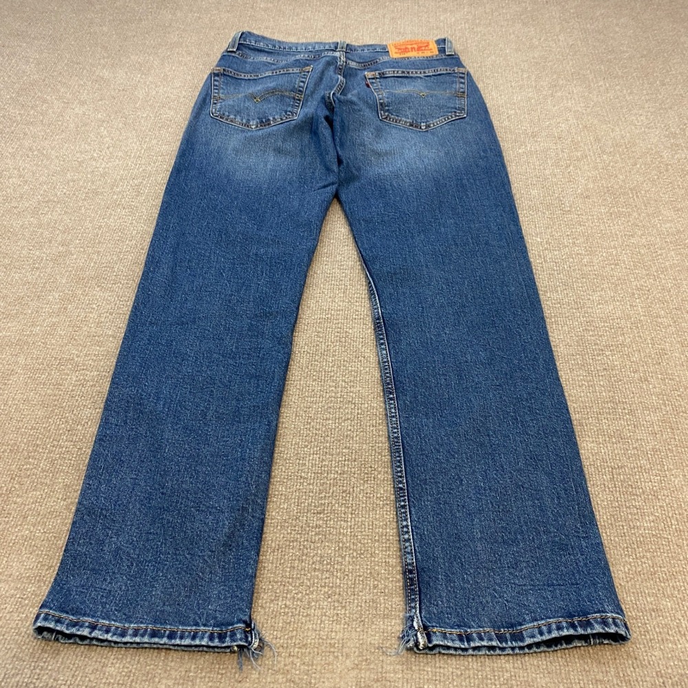Levis 514 Mens Straight Fit Jeans Medium Wash Blue Denim 30x32 Frayed Hem